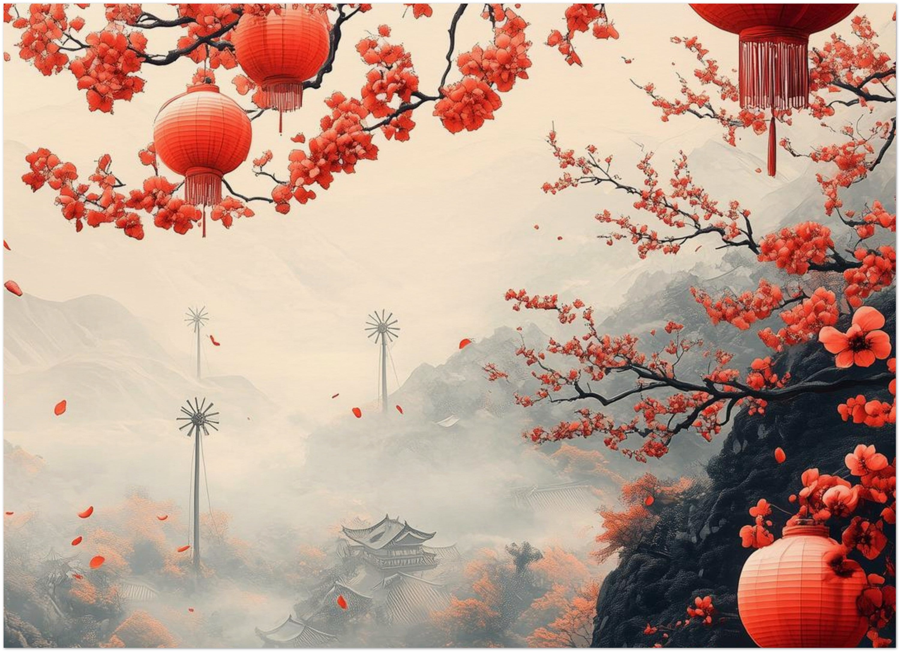 Spring Festival lanterns Windmills Ruyi Festival Museum-Quality Matte Paper Poster