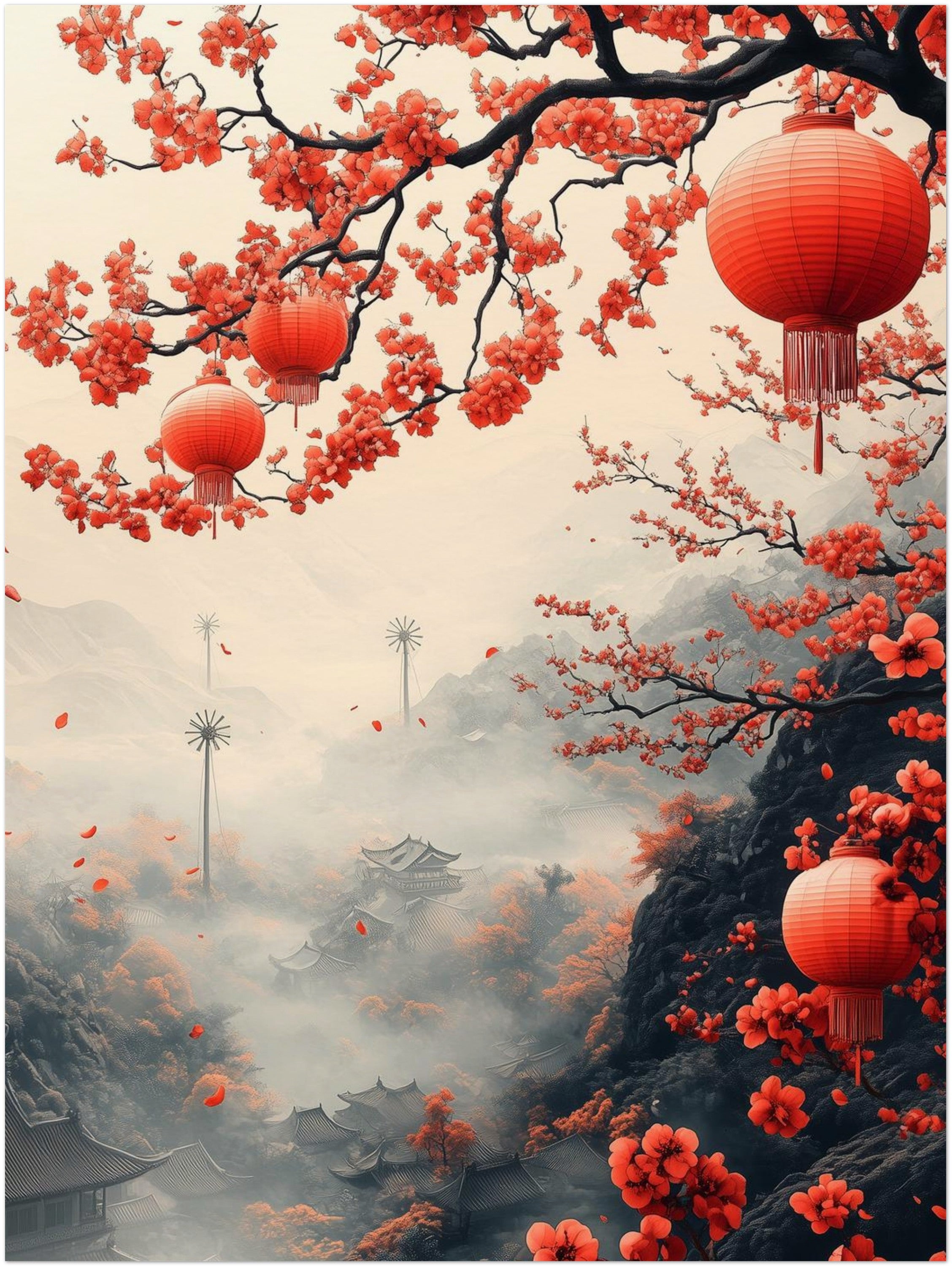 Spring Festival lanterns Windmills Ruyi Festival Museum-Quality Matte Paper Poster