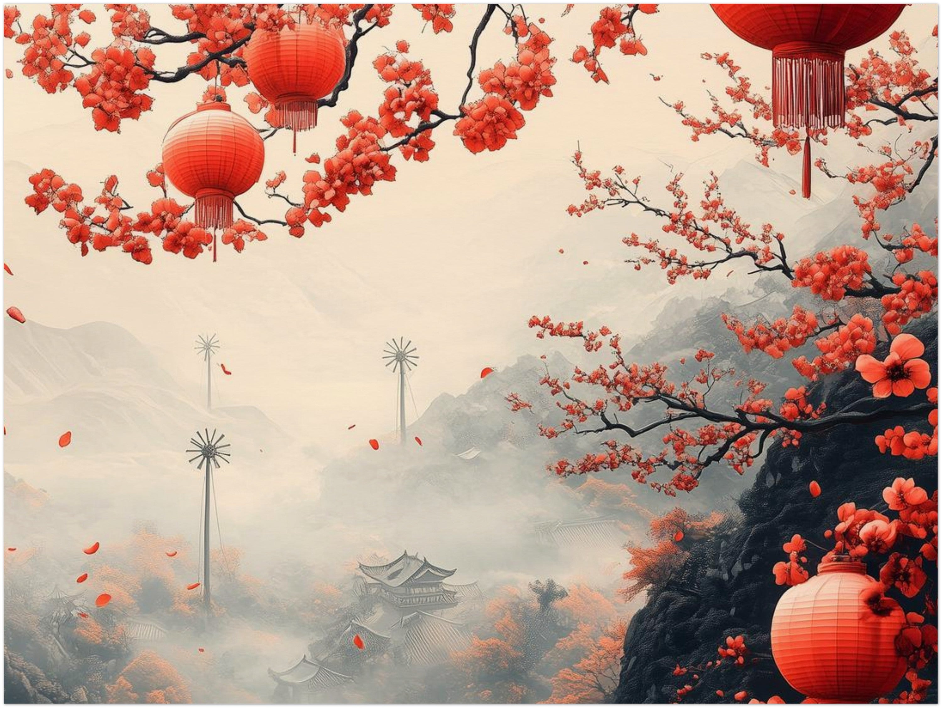 Spring Festival lanterns Windmills Ruyi Festival Museum-Quality Matte Paper Poster